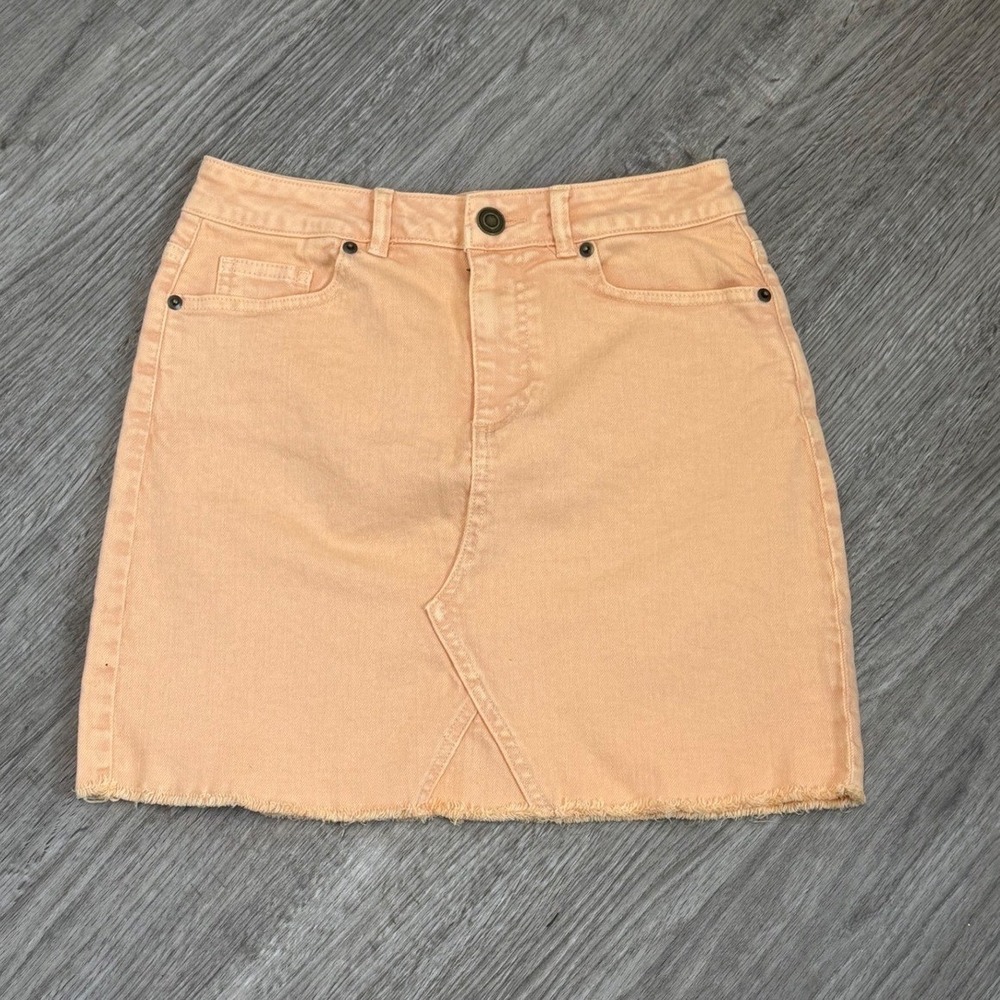 GB Womens Peach Denim Mini Skirt Raw Hem Size S GB6575WNDD